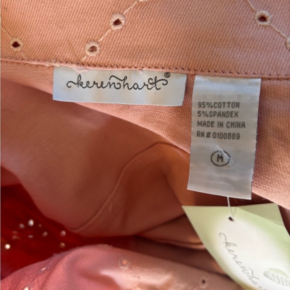 NWT Keren Hart Floral Eyelet Blush Pink Denim Jacket sz M - Picture 3 of 5